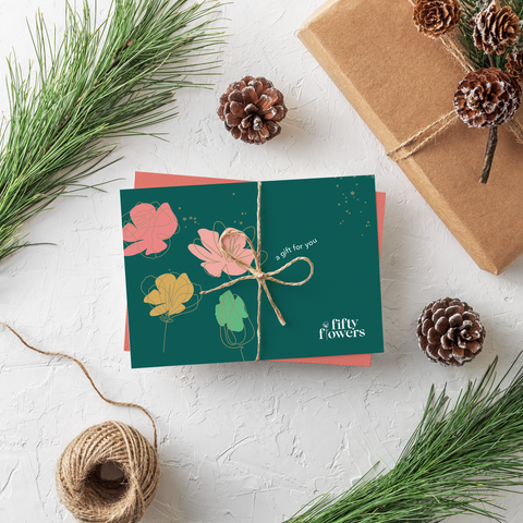 FiftyFlowers Gift Cards - The Gift That Keeps on Blooming.