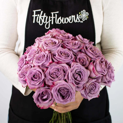 Pink Tipped Lavender Govinda Roses Apron - Image