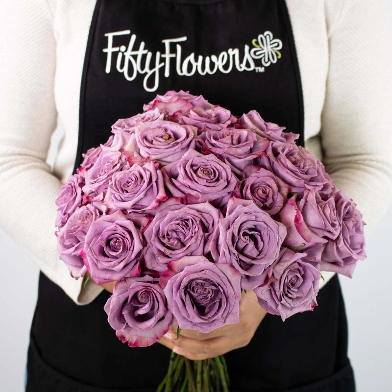 Pink Tipped Lavender Govinda Roses Apron - Image
