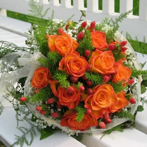Bright Orange Rose Wedding Pack up close
