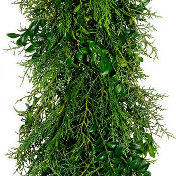 Boxwood, Leyland and Sapphire Cedar Garland