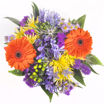 Bridal Centerpieces Orange and Purple Flowers