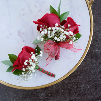Classic Red Rose Boutonniere and Corsage Pack