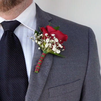 Classic Rose Boutonniere and Corsage Wedding Package