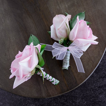 Modern Light Pink Boutonniere and Corsage Pack
