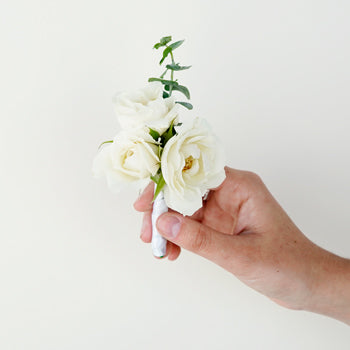 Ivory Spray Rose Boutonniere and Corsage Pack