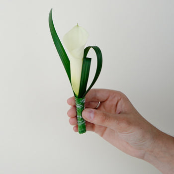 White Mini Calla Lily Boutonniere and Corsage Pack
