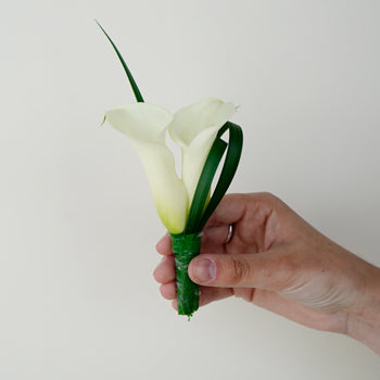 White Mini Calla Lily Boutonniere and Corsage Pack