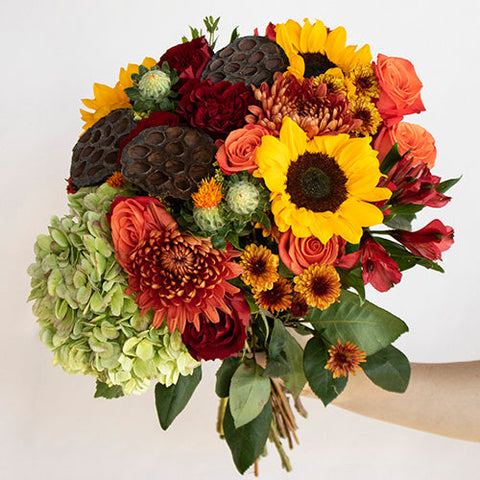 Autumn Dream Fall Flowers Arrangement In Hand
