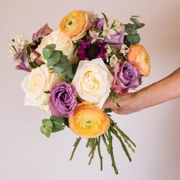 Vintage Pastels Flower Bouquet in Hand