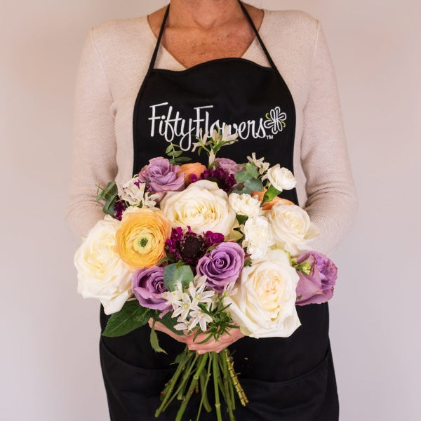 Vintage Pastels Flower Bouquet in Hand
