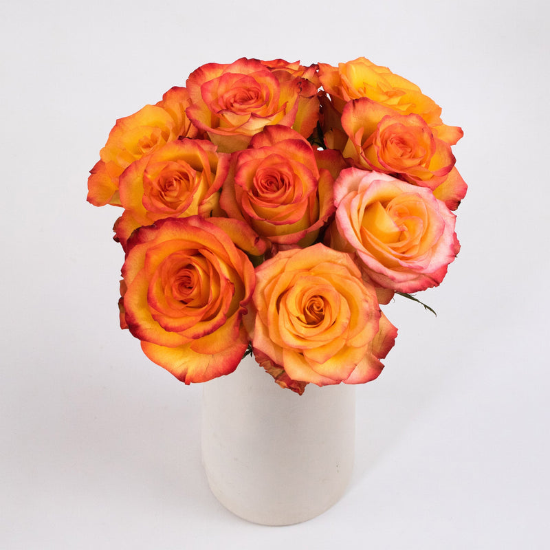 Circus Yellow And Red Rose Flower Bunch in Vase