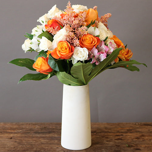 Citrus Creamsicle Orange Flower Bunch in Vase