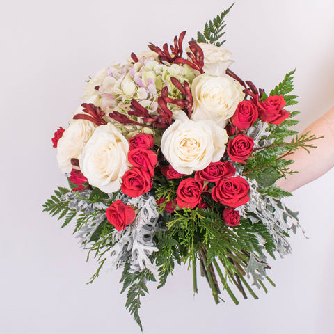 Classic Cheer White Rose Flower Arrangement