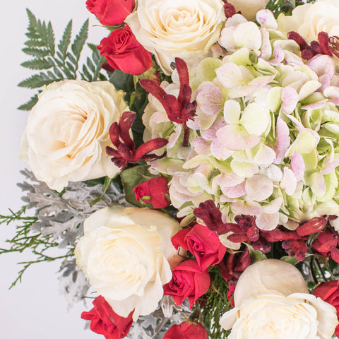 Classic Cheer White Rose Flower Arrangement