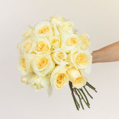 Creme de la Creme Cream Rose Bunch in a Hand