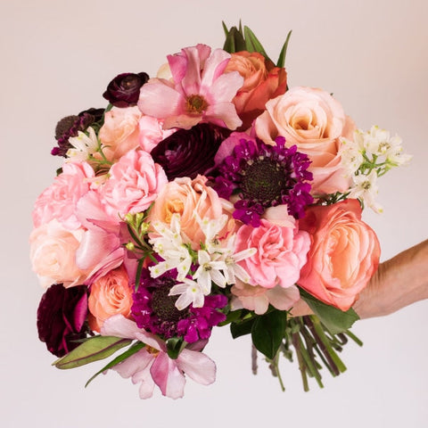 Peach Flower Bouquet in Hand