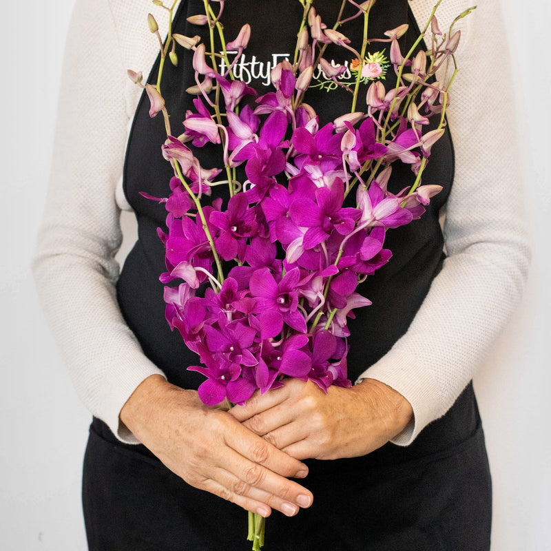 Orchids Purpleberry Wholesale Flower Bunch In a Hand