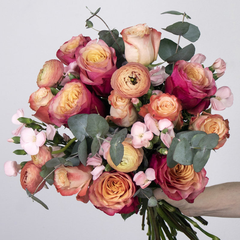 Romantic Orange and Pink Wholesale Flowers Up Close