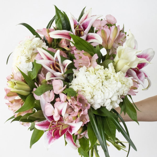 Pink Lily Bouquet in Hand