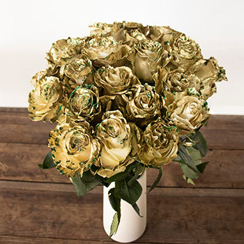 Lucky Day Green and Gold Rose Arrangement