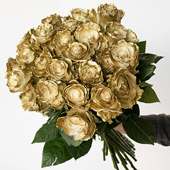 Decadent Golden Roses Arrangement