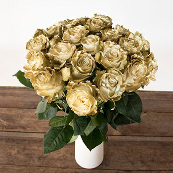 Decadent Golden Roses Arrangement