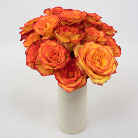 High and Magic Yellow and Red Rose Bunch in Vas