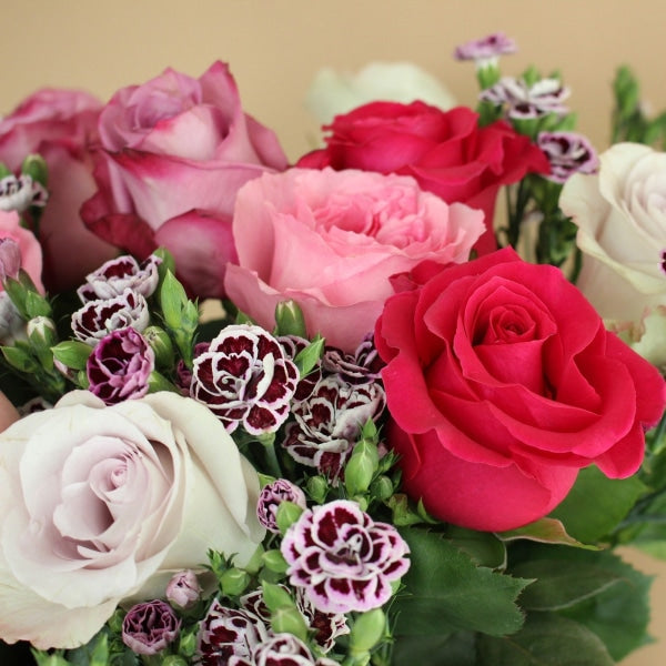 Lovely Purple Valentines Bouquet Up Close