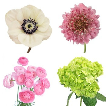Lush Garden Pink and Green DIY Flower Kit Bunch