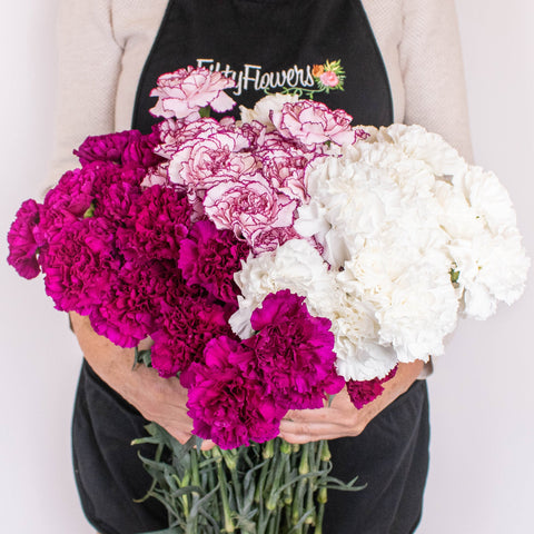 Magenta White Flower Bouquet in Hand