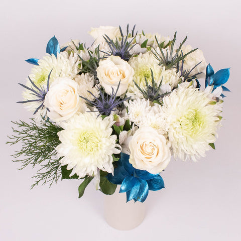 Bright and Festive White Cremon Flower Bouquet
