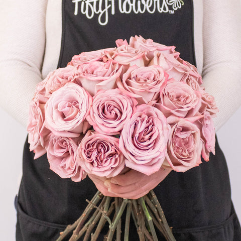 Mocha Lavender Mauve Roses in Hand