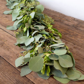 Silver Dollar Seeded Eucalyptus and Myrtle Garland