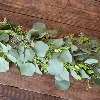 Silver Dollar Seeded Eucalyptus and Myrtle Garland