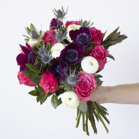Night Life Hot Pink And Blue Flower Arrangement Arrangements