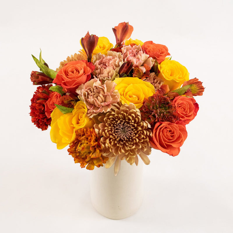 Orange Crush Rose Flower Bunch in Vase