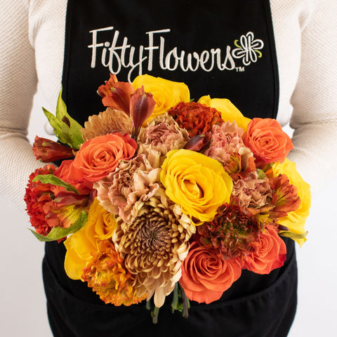 Orange Crush Rose Flower Bouquet in Hand