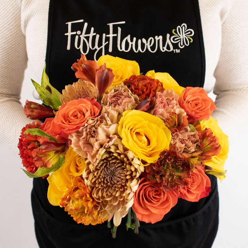 Orange Crush Rose Flower Bouquet in Hand