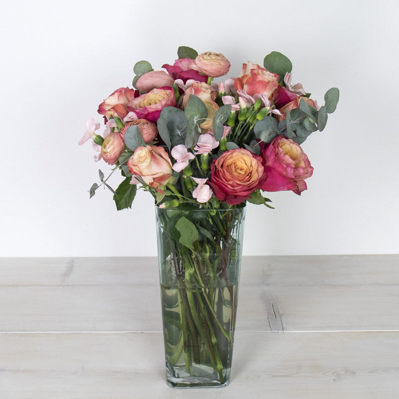 Romantic Orange and Pink Wholesale Flowers In a Vase