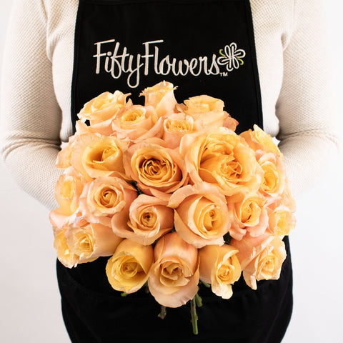 Orange Rose Flower Bunch in Hand