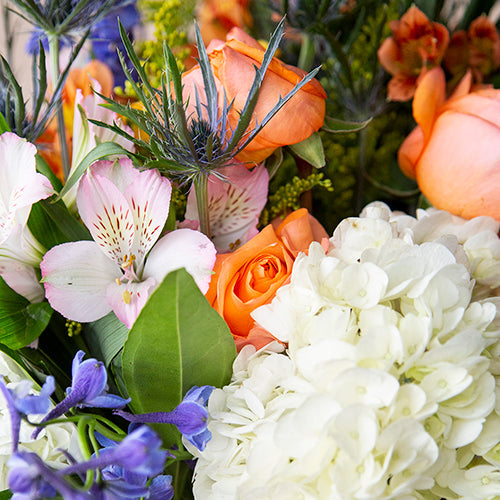 Parents Day Orange White Flower Bouquet Up Close