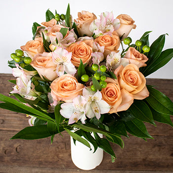 Delectable Sweet Peach Rose Arrangements