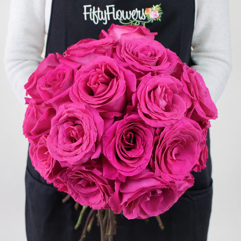 Pink Floyd Hot Pink Wholesale Rose Bunch In a Hand