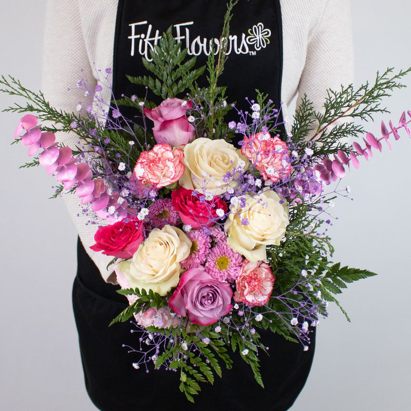 Pink Merry Christmas DIY Flower Bouquet in Hand