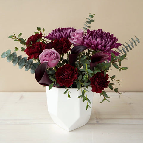 Plum Purple Perfection Flower Bunch in Vase