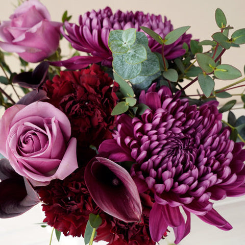 Plum Purple Perfection Flower Bouquet Up Close