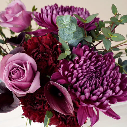 Plum Purple Perfection Flower Bouquet Up Close