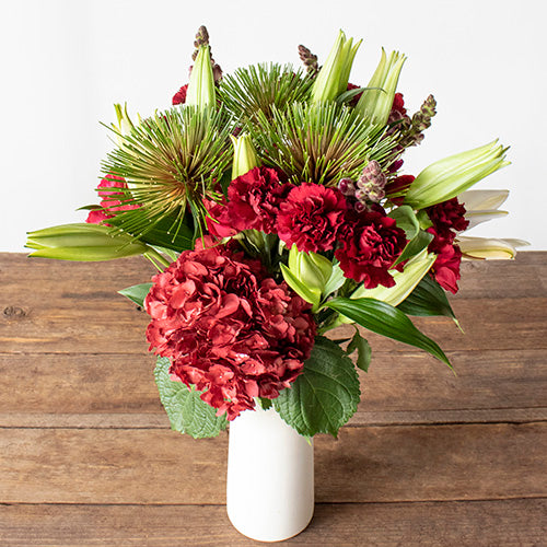 Pops of Red Flowers Bunch in Vase