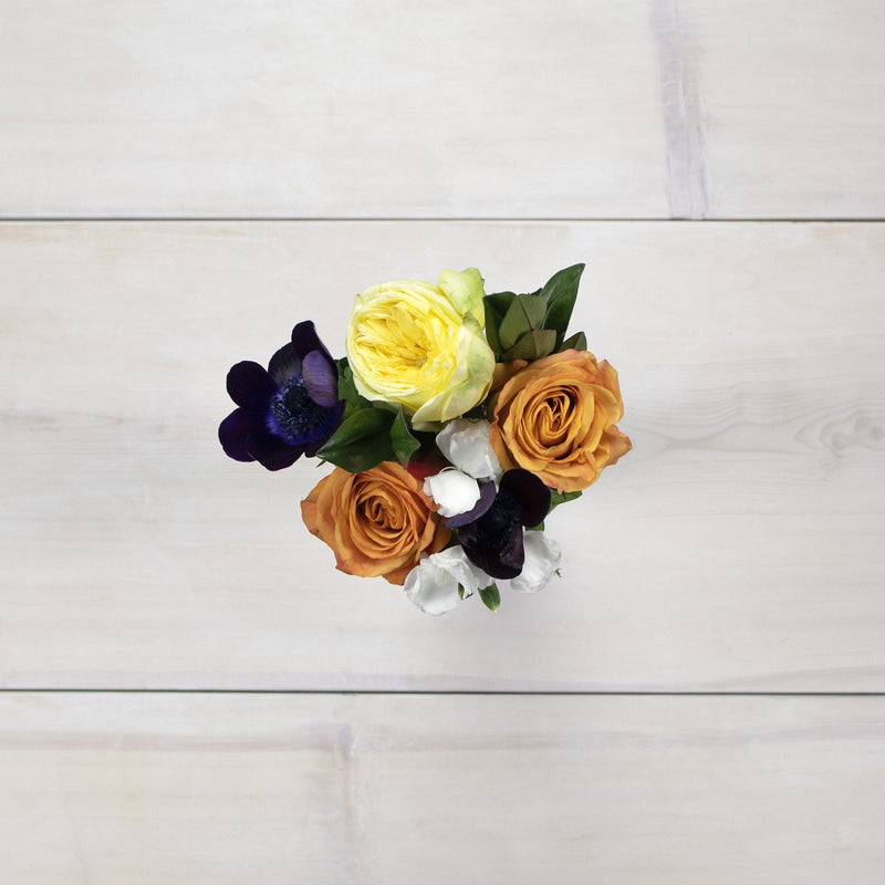 Purple and Orange Wholesale Flower Bouquet Top Down